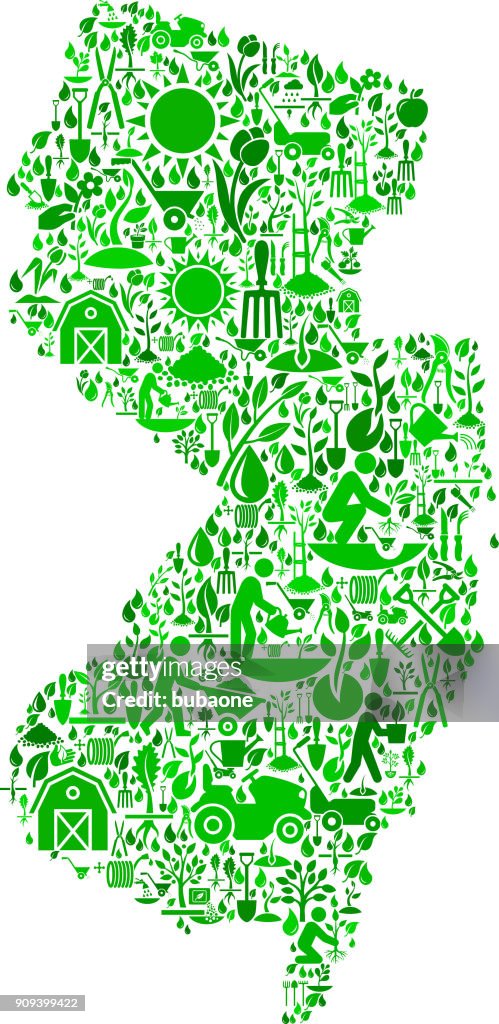 New Jersey Garden and Gardening Vector Icon Pattern