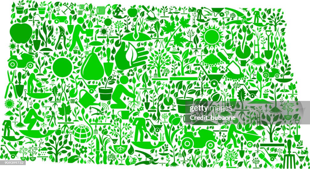 North Dakota Garden and Gardening Vector Icon Pattern