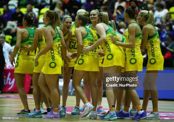 Australia Team during Vitality Netball International Series, as part of the Netball Quad Series match between England Roses v Australia Samsung...