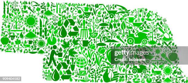nebraska garden and gardening vector icon pattern - deciduous tree nebraska stock illustrations