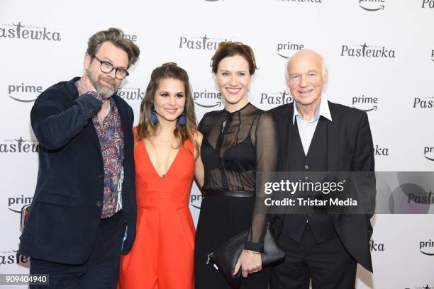 Dietrich Hollinderbaeumer, Cristina do Rego, Bettina Lamprecht and Matthias Matschke attends the 'Pastewka' premiere at Kino International on January...
