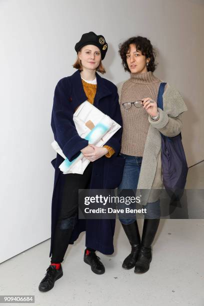 Christabel Macgreevy and Tiger Chadwick attend a private view of new large-scale video sculpture "Benefit Supervisor Sleeping" by Charlotte Colbert...