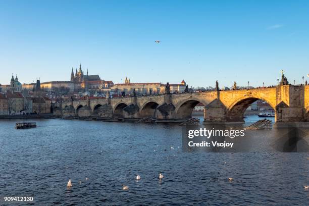 famous tourist attraction at prague, czech republic - río vltava fotografías e imágenes de stock