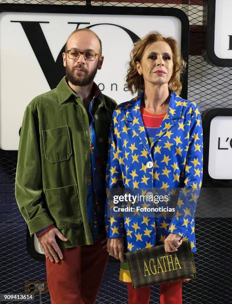Tristan Ramirez and Agatha Ruiz de la Prada attends the 'Yo Dona Fashion Party' at the Only You Hotel on January 23, 2018 in Madrid, Spain.