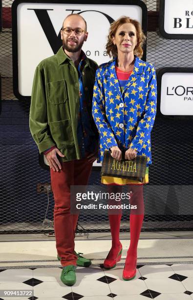 Tristan Ramirez and Agatha Ruiz de la Prada attends the 'Yo Dona Fashion Party' at the Only You Hotel on January 23, 2018 in Madrid, Spain.