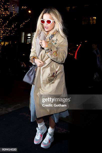 Rita Ora is seen in the East Village on January 23, 2018 in New York City.