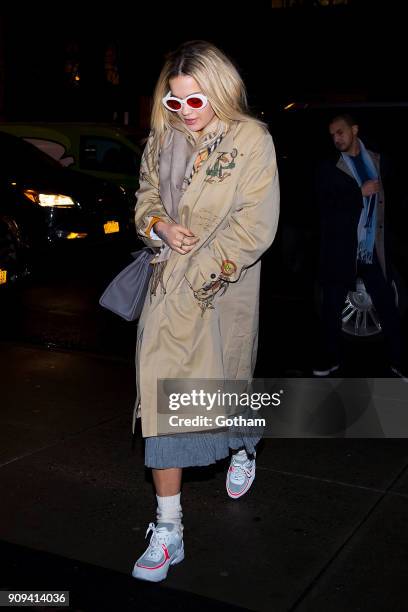 Rita Ora is seen in the East Village on January 23, 2018 in New York City.