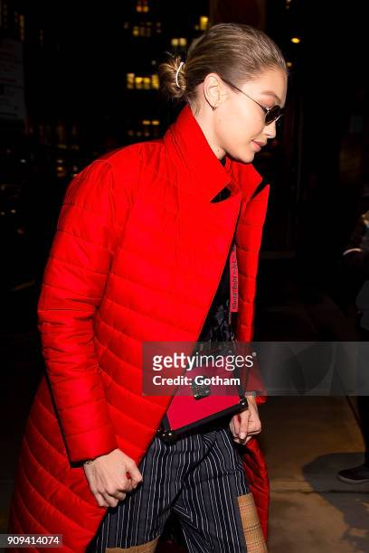 Gigi Hadid is seen in NoHo on January 23, 2018 in New York City.