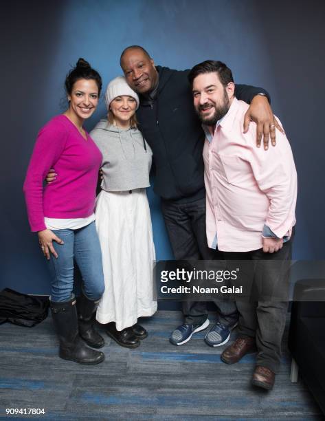 Nicole Ryan, Julia Michaels, Stanley T and Ryan Sampson pose for a photo at SiriusXM 'Hits 1' at the SiriusXM Studios on January 23, 2018 in New York...