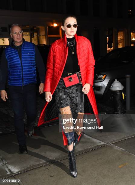 Model Gigi Hadid is seen in Soho on January 23, 2018 in New York City.