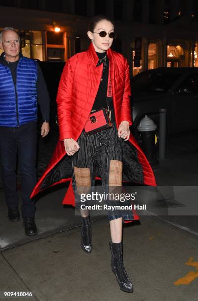 Model Gigi Hadid is seen in Soho on January 23, 2018 in New York City.