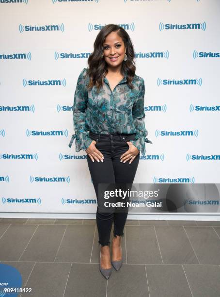 Laila Ali visits the SiriusXM Studios on January 23, 2018 in New York City.