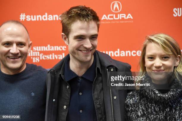 Director David Zellner and actors Robert Pattinson and Mia Wasikowska attend the "Damsel" Premiere during the 2018 Sundance Film Festival at Eccles...