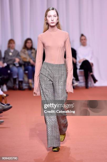 Model walks the runway at the Ellery Autumn Winter 2018 fashion show during Paris Haute Couture Fashion Week on January 23, 2018 in Paris, France.