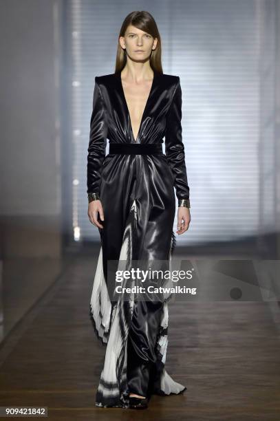 Model walks the runway at the Givenchy Spring Summer 2018 fashion show during Paris Haute Couture Fashion Week on January 23, 2018 in Paris, France.