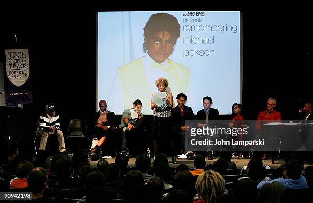 Spike Lee, Armond White, Jody Rosen, Margo Jefferson, Toure and Alan Light and Daphnie Brooks attend a panel discussion on "Remembering Michael...