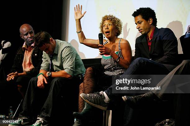 Armond White, Jody Rosen and Margo jefferson and Toure attend a panel discussion on "Remembering Michael Jackson" at the Cantor Film Center on...