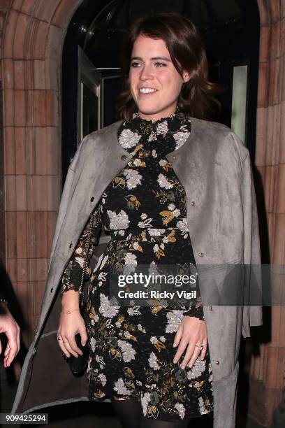 Princess Eugenie seen on a night out leaving George club in Mayfair on January 23, 2018 in London, England.
