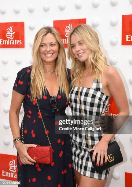 Nicky Brownless and daughter Lucy Brownless arrive ahead of the Emirates ladies brunch on day ten of the 2018 Australian Open at Melbourne Park on...