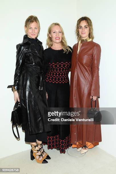 Elizabeth von Guttman, Diana Widmaier Picasso and Alexia Niedlikski attend Mene 24 Karat Jewelry Presentation at Gagosian Gallery on January 23, 2018...