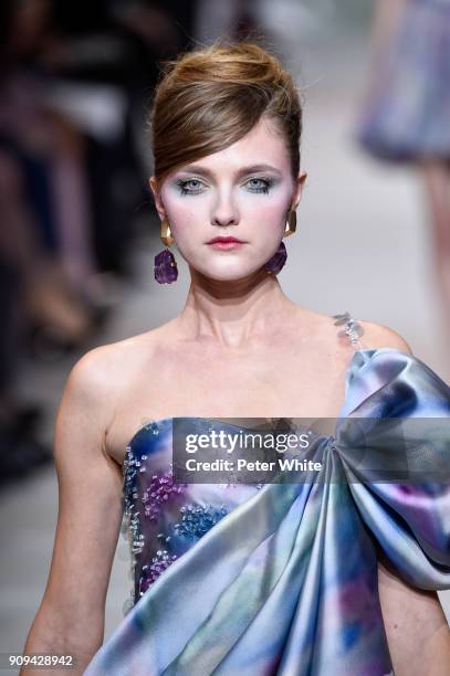 Vlada Roslyakova walks the runway during the Giorgio Armani Prive Spring Summer 2018 show as part of Paris Fashion Week on January 23, 2018 in Paris,...