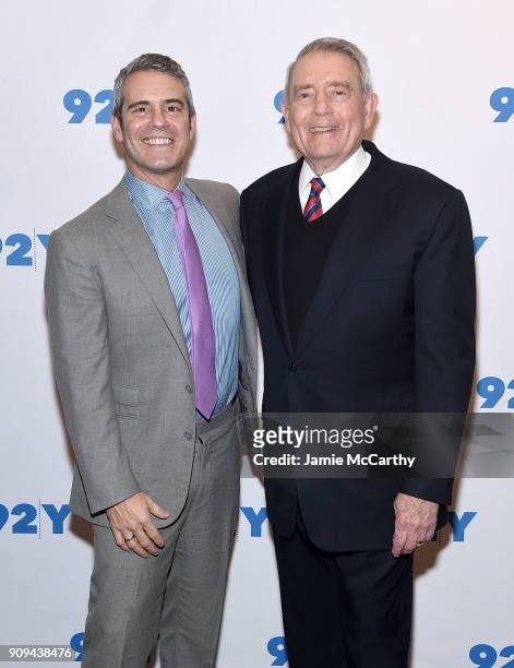 Andy Cohen and Dan Rather attend the 92nd Street Y Presents Dan Rather Discussing His New Book "What Unites Us" at 92nd Street Y on January 23, 2018...