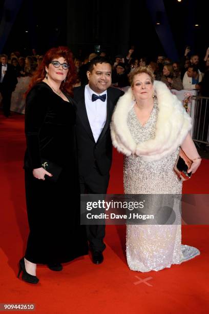 Jenny Ryan, Paul Sinha and Anne Hegerty of The Chase attend the National Television Awards 2018 at The O2 Arena on January 23, 2018 in London,...