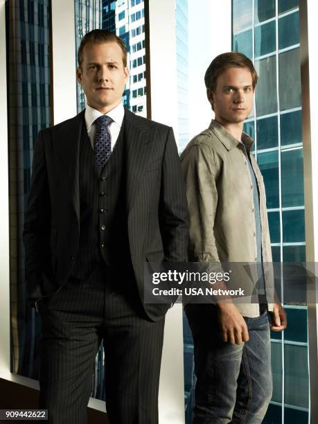 Season 1 -- Pictured: Gabriel Macht as Harvey Specter, Patrick Adams as Mike Ross --