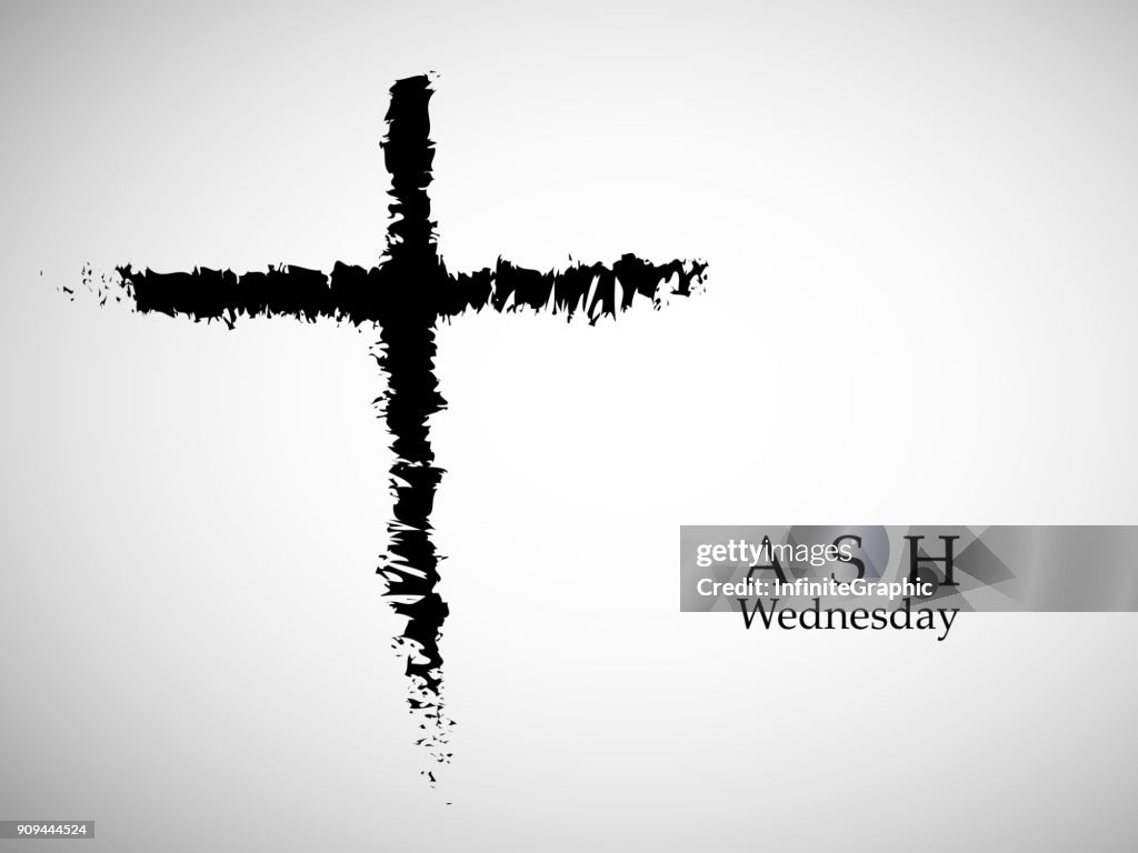 Ilustración de las cenizas de la Cruz para miércoles de ceniza