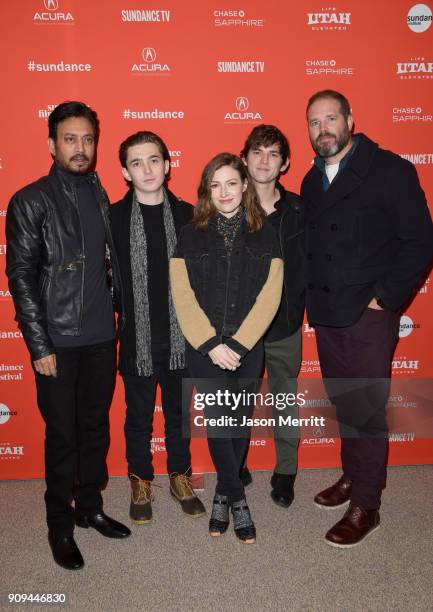 Actors Irrfan Khan, Austin Abrams, Kelly Macdonald, Bubba Weiler, and David Denman attend the "Puzzle" Premiere at Eccles Center Theatre during the...