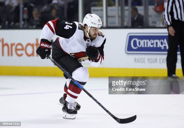 Zac Rinaldo of the Arizona Coyotes in action against the San Jose Sharks at SAP Center on January 13, 2018 in San Jose, California.