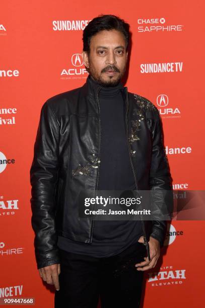 Actor Irrfan Khan attends the "Puzzle" Premiere at Eccles Center Theatre during the 2018 Sundance Film Festival on January 23, 2018 in Park City,...