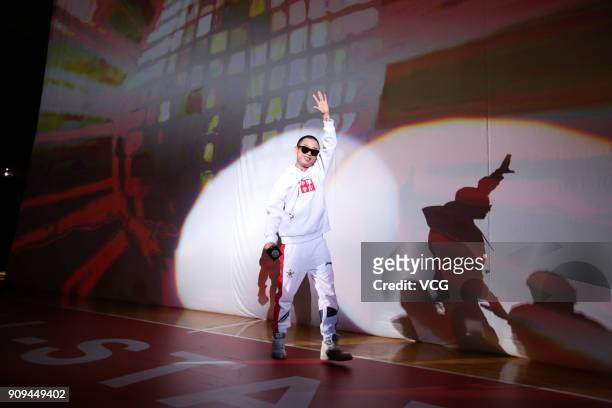 Chinese rapper GAI performs during CBA All-Star Weekend on January 14, 2018 in Shenzhen, China.