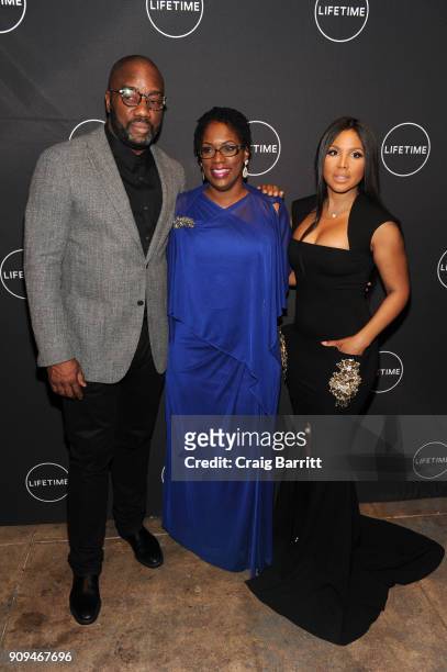 Malik Yoba, Antoinette Tuff and Toni Braxton attend Lifetime"s Film,"Faith Under Fire: The Antoinette Tuff Story" red carpet screening and premiere...
