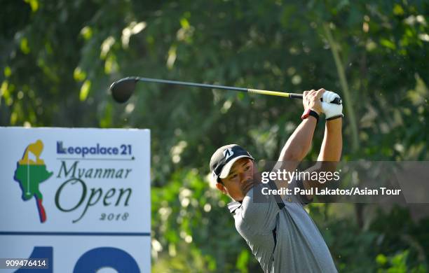 Yusaku Miyazato of Japan pictured during the Pro am event ahead of the Leopalace21 Myanmar Open at Pun Hlaing Golf Club on January 24, 2018 in...