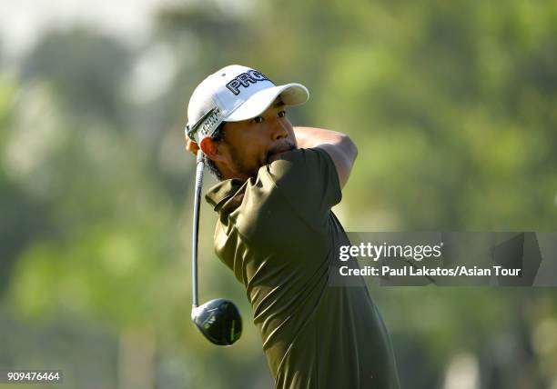 Satoshi Kodaira of Japan pictured during the Pro am event ahead of the Leopalace21 Myanmar Open at Pun Hlaing Golf Club on January 24, 2018 in...