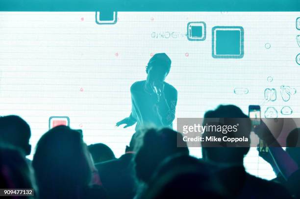 Rapper Lil Uzi Vert performs onstage during The Points Guy Presents TPG Soundtracks Pre-Grammy Party With Lil Uzi Vert on January 23, 2018 in New...