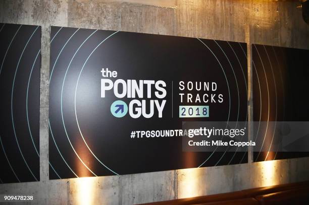 View of signage during The Points Guy Presents TPG Soundtracks Pre-Grammy Party With Lil Uzi Vert on January 23, 2018 in New York City.