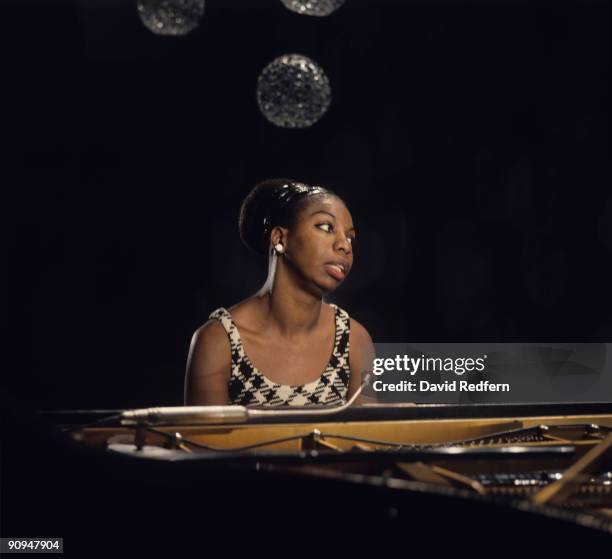 American singer, songwriter, pianist and civil rights activist Nina Simone performs on a television show at BBC Television Centre in London in 1968.
