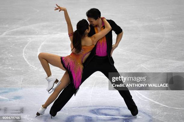 Kana Muramoto and Chris Reed of Japan perform at the ice dance - short dance competition at the ISU Four Continents Figure Skating Championships in...