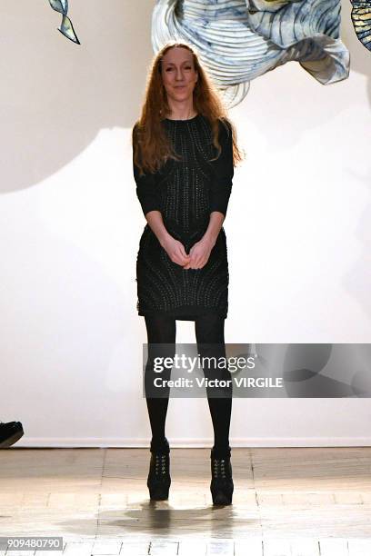 Fashion designer Iris van Herpen walks the runway during the Iris Van Herpen Haute Couture Spring Summer 2018 show as part of Paris Fashion Week on...