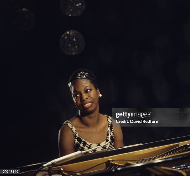 American singer, songwriter, pianist and civil rights activist Nina Simone performs on a television show at BBC Television Centre in London in 1968.