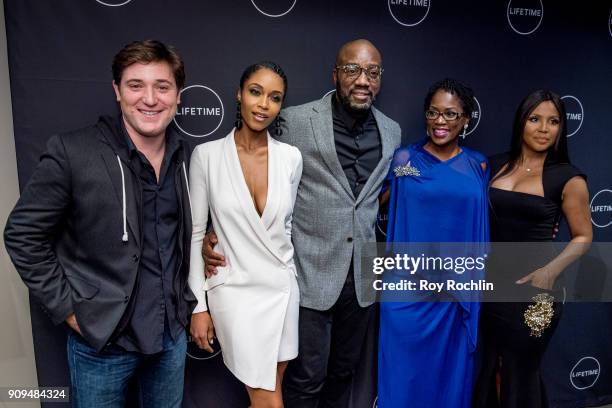 Trevor Morgan, Yaya DaCosta, Malik Yoba, Antoinette Tuff and Toni Braxton attend "Faith Under Fire: The Antoinette Tuff Story" Screening at NeueHouse...