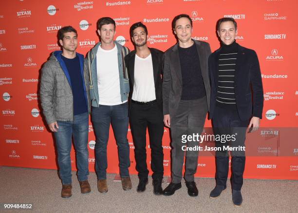 David Bernon, Paul Bernon, Eric Norsoph, Jim Parsons, and Todd Spiewak attends the A Kid Like Jake" Premiere during the 2018 Sundance Film Festival...