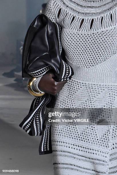 Model walks the runway during the Proenza Schouler Ready To Wear Fall Winter 2018 show as part of Paris Fashion Week on January 22, 2018 in Paris,...