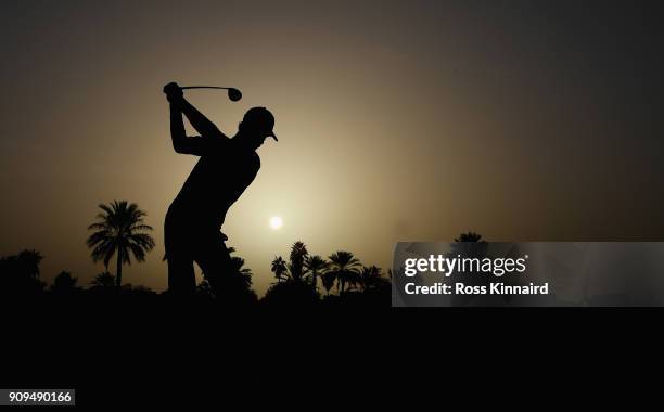 Thomas Pieters of Belgium on the 10th hole during the pro-am event prior to the Omega Dubai Desert Classic at Emirates Golf Club on January 24, 2018...