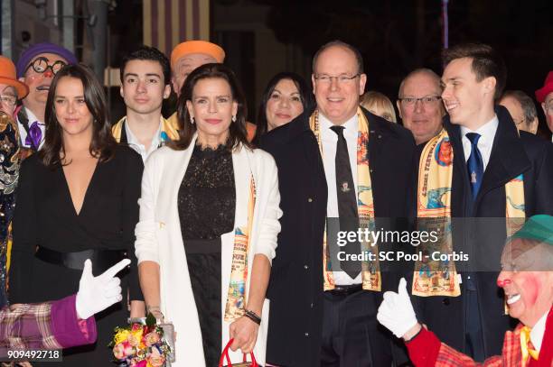 Pauline Ducruet, Princess Stephanie of Monaco, Prince Albert II of Monaco and Louis Ducruet attend the 42nd international circus festival in Monte...