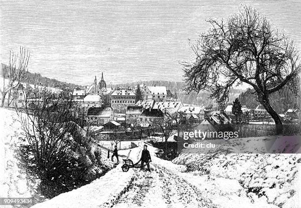 the village bebenhausen nearby the city tübingen, baden-württemberg - tübingen stock illustrations