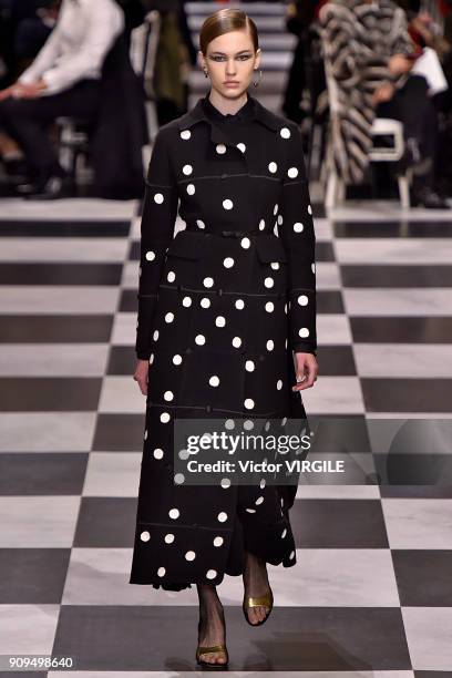 Model walks the runway during the Christian Dior Haute Couture Spring Summer 2018 show as part of Paris Fashion Week on January 22, 2018 in Paris,...