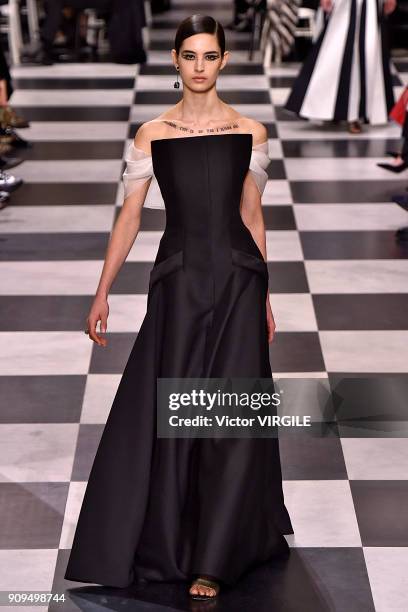 Model walks the runway during the Christian Dior Haute Couture Spring Summer 2018 show as part of Paris Fashion Week on January 22, 2018 in Paris,...